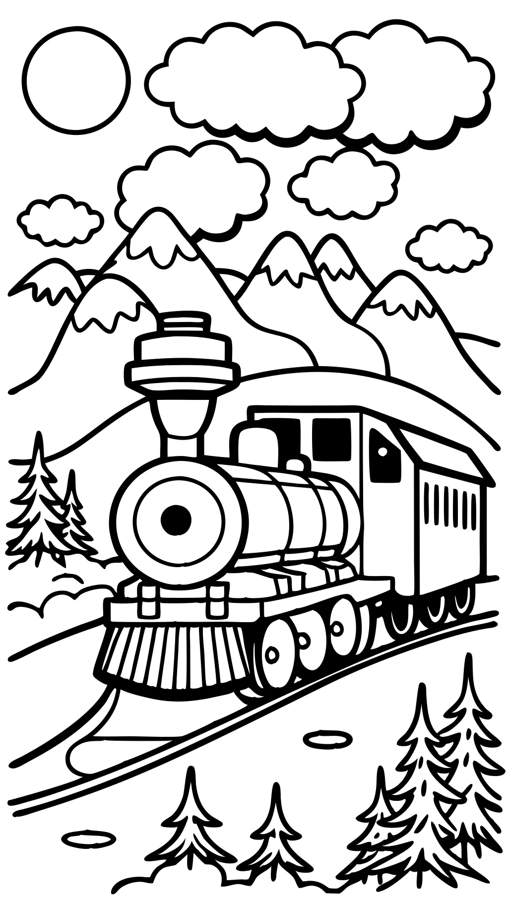 Página para colorear de tren de vapor